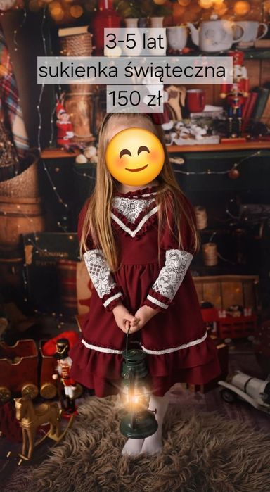 Śliczna sukienka świąteczna 3- 4 lata vintage