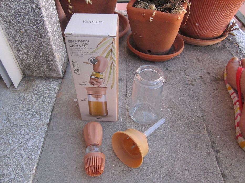 Dispensador Vidro Azeite, Silicone 2 em 1 Óleo Conta-Gotas Verbant