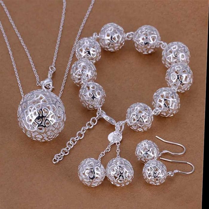 Elegancki srebrny komplet BALL