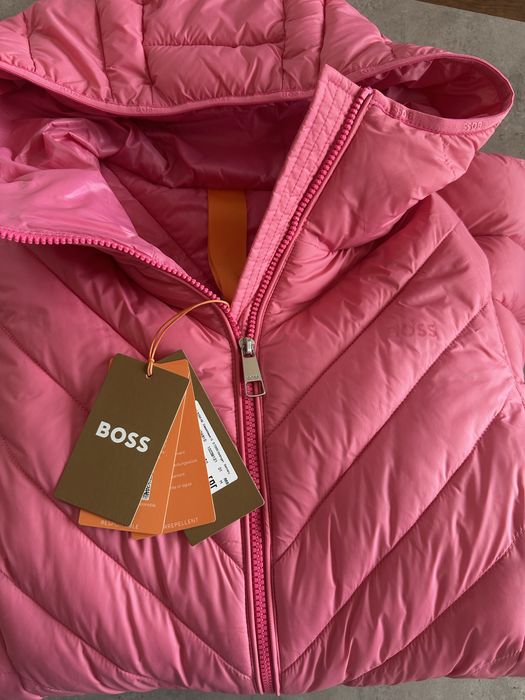Długa kurtka płaszcz Hugo Boss S XS M ciepła nowa różowa