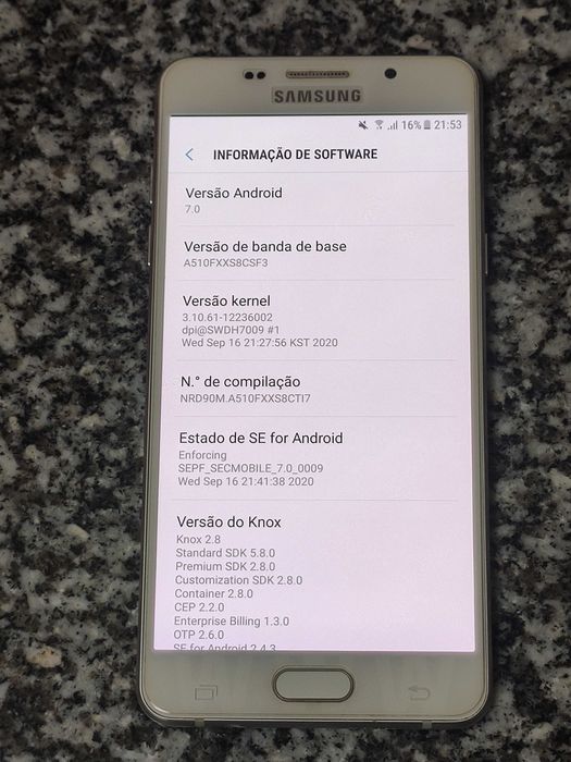 Samsung A5 2016 SM-A510F Branco