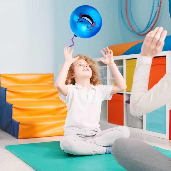 Piłka na sprężynie, kolorowa, minki, duża, dla dzieci