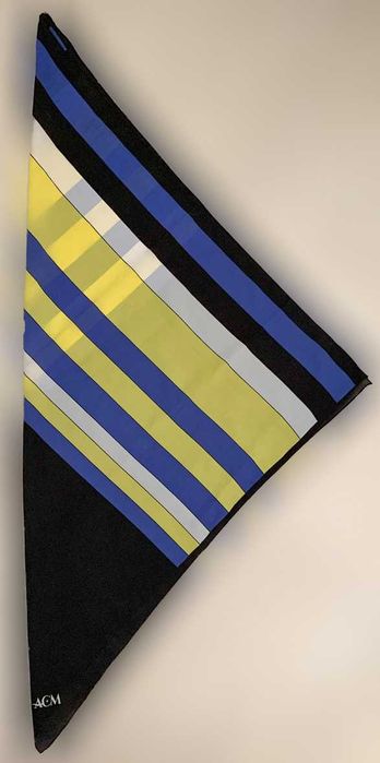 Lenço de Pescoço Preto, Branco, Azul e Amarelo, Novo