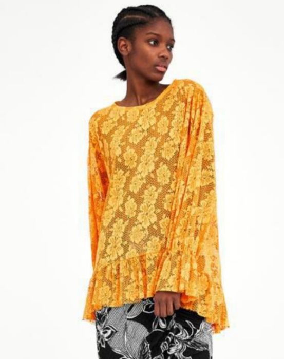 Мереживна блузка з рюшами zara trafaluc.