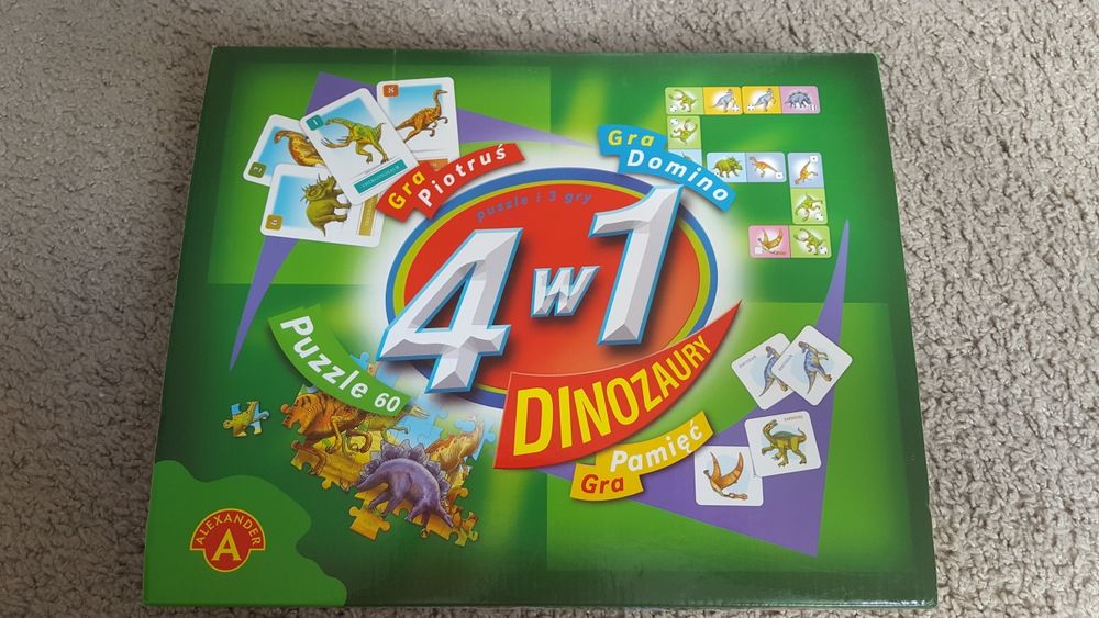 Gra edukacyjna 4 w 1 o dinozaurach