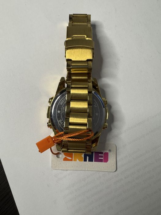 NOWY SKMEI 1667 męski cyfrowy zegarek złoty zegarki elektroniczne