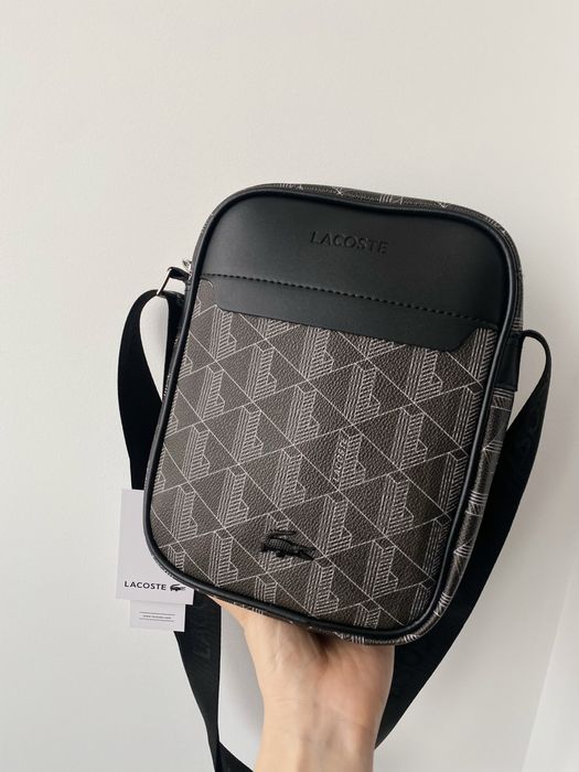 Сумка Lacoste Monogram / сумка чоловіча чорна / сумка Лакосте