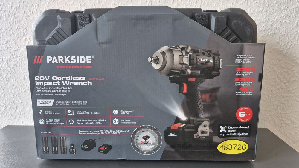 PARKSIDE PERFORMANCE® 20 В / 4 А·ч аккумуляторный ударный гайковерт »P
