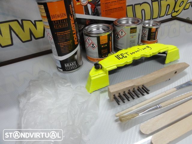 Tinta alta temperatura Foliatec de cor Amarelo Neon Brilhante para bombas / pinças travão, kit 3 c