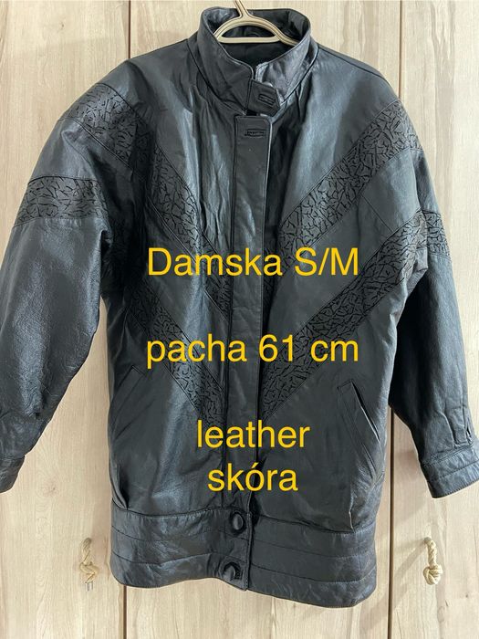 Czarna kurtka 36 / 38 płaszcz damski czarny skóra skórzany