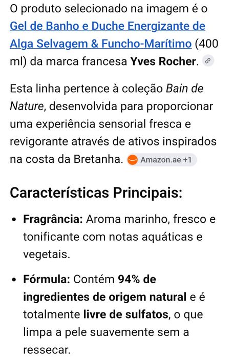 Gel de Banho Revitalizante Alga Selvagem & Funcho Maritimo 400ml Yves Rocher