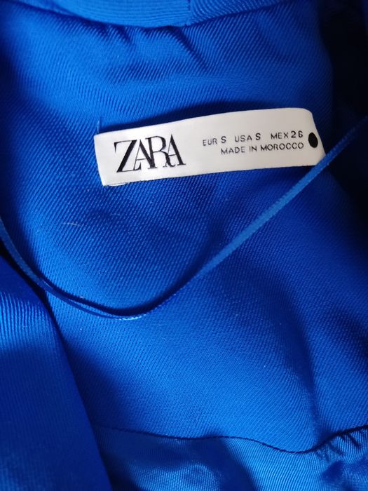 Sukienka niebieska chabrowa Zara kopertowa wiązana jak marynarka