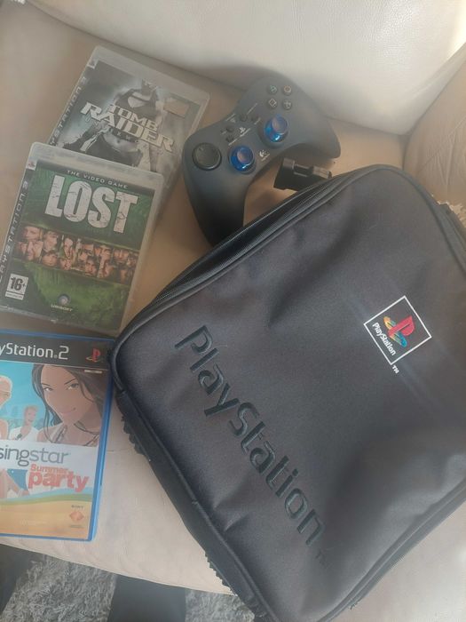 Lote playstation comando jogos mala