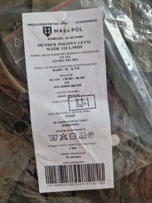 Mundur polowy Letni Nowy 124L/MON rozmiar L