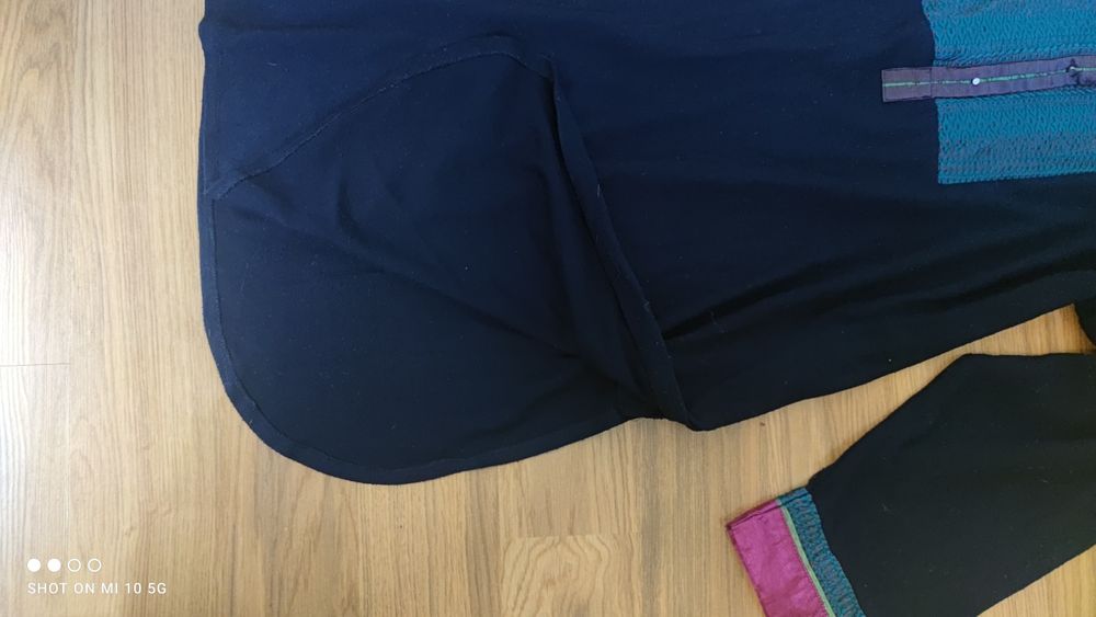 Lakshita tunika etno granatowa kieszenie wełna 3XL