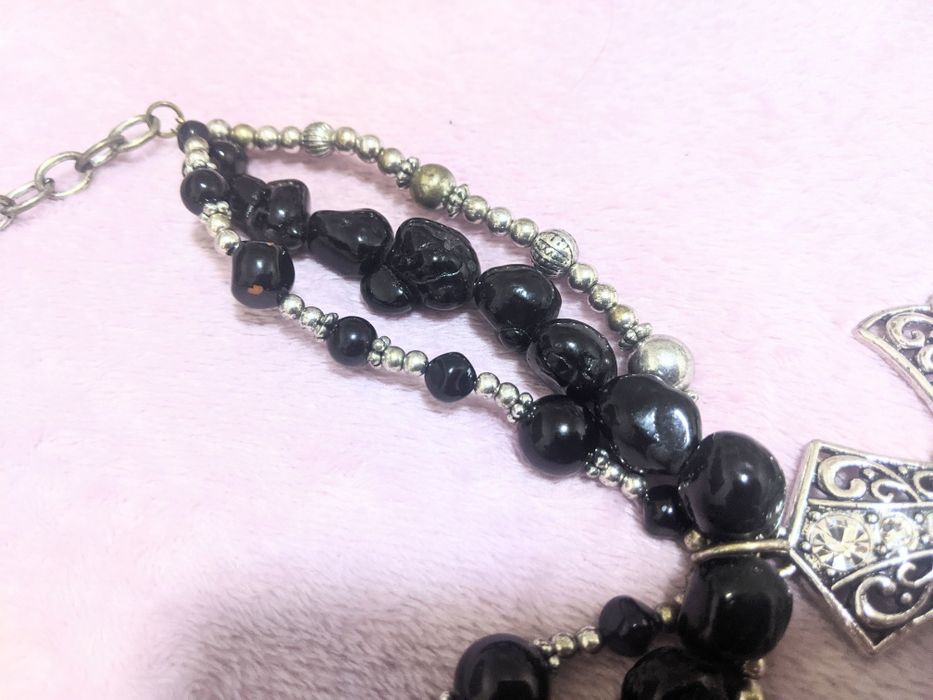 Colar com cruz grande pedras naturais Rap Hip Hop