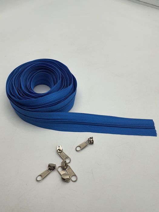 Zamek suwak zestaw 5 m.+ 5 suwaków niebieski