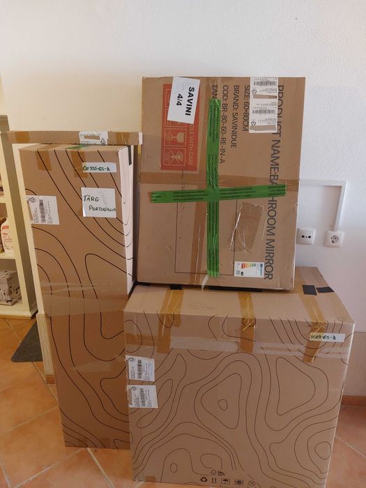 Móveis de casa de banho Savinidue ICONICA de 80 cm com armário alto de 32 cm de largura
