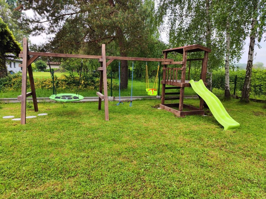 Drewniana huśtawka ogrodowa GRUBE BALE Stelaż huśtawki DO OGRODU +