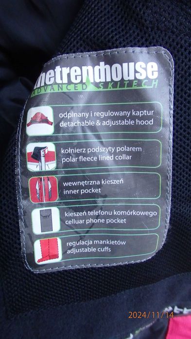 Kurtka damska z kapturem ocieplana marki TTH rozmiar S.