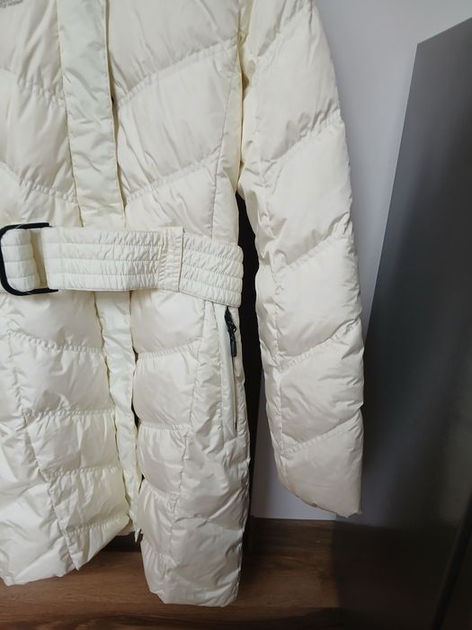 Bergans Kurtka Płaszcz Puchowy Perłowy Długi Xs