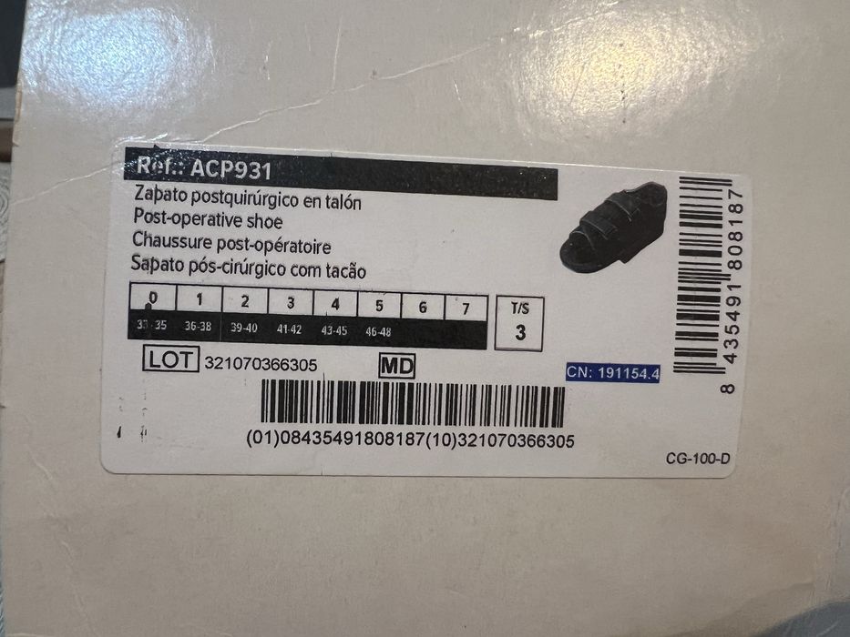 Sapato Pós-Operatório