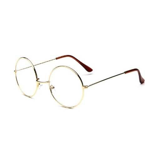 Złote okulary okrągłe typu: lenonki "0" Nowe