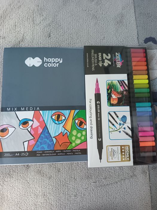 Zestaw Markerów dwustronnych 24szt i blok MIX media