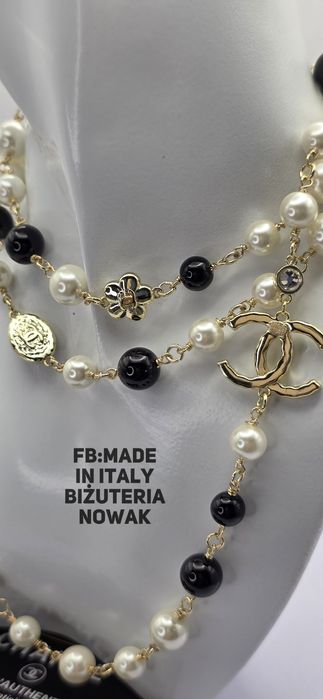 Naszyjnik korale sztuczne perły chanel 102cm
