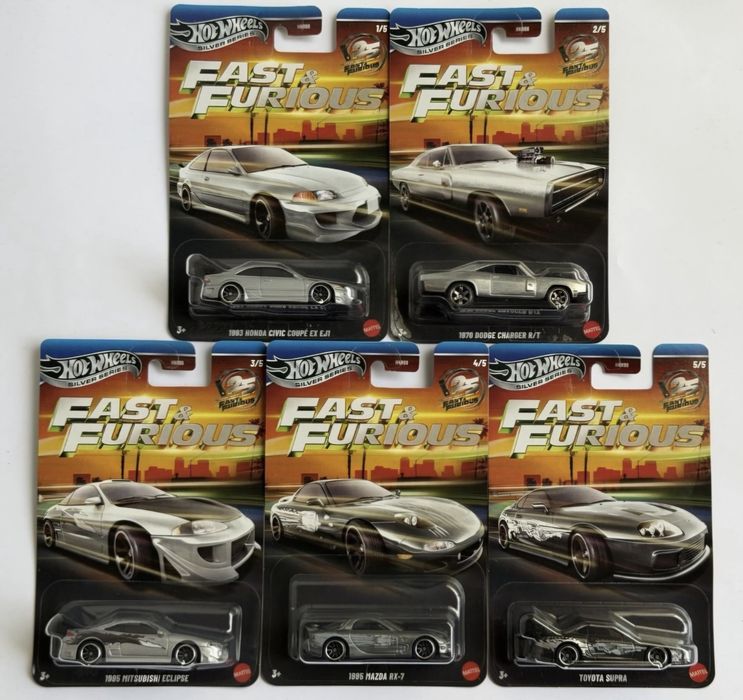 Set Completo Fast & Furious 25 Anos Hot Wheels Silver Series
