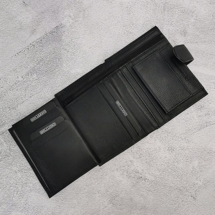 Duży portfel męski z systemem RFID Bellugio czarny prosty klasyczny