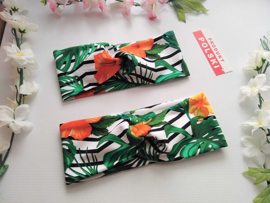 Szeroka opaska przeplatana na głowę - hand made - różne wzory