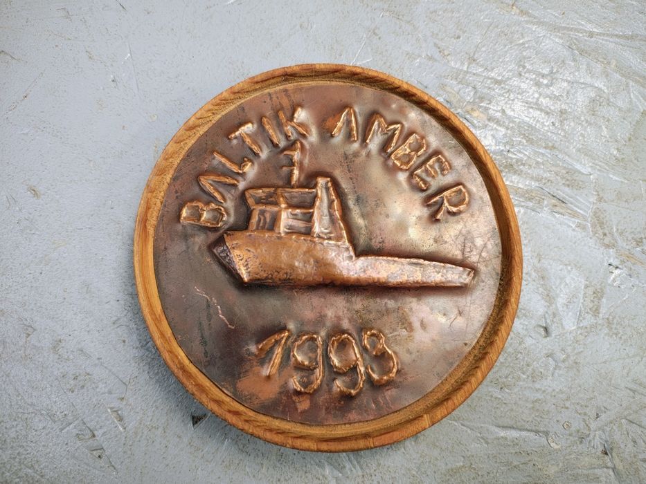 Obrazek pamiątka miedzioryt holownik "Baltic Amber" 1993r