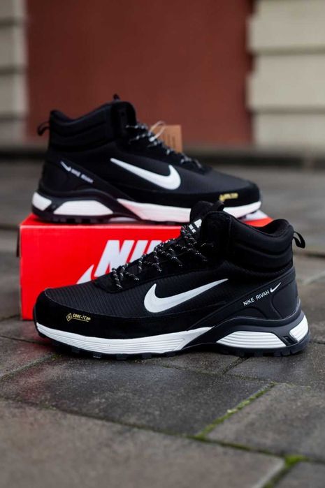 Мужские зимние кроссовки с мехом Nike Rivah High "Black 1" Gore-Tex