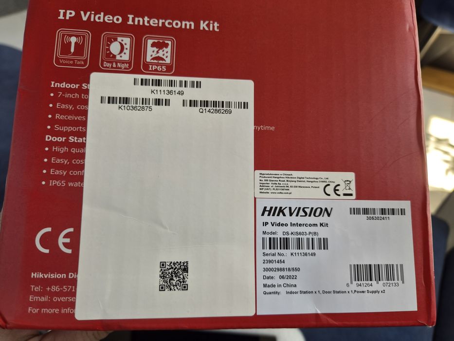 Hikvision DS-KH6320-WTE1 – stacja wewnętrzna wideodomofonu 7" z zestawu DS-KIS603-P(B)