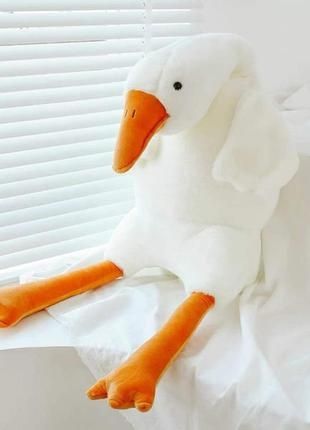 М'яка іграшка з пледом усередині, Гусь обіймашка, білий, 160 см.