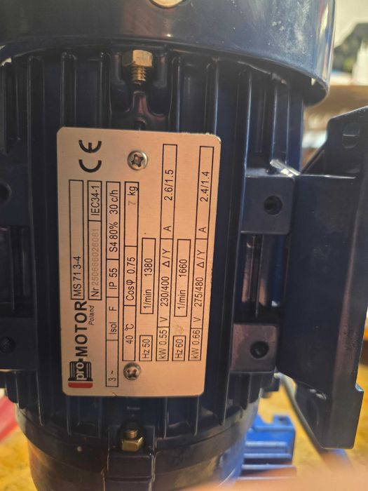 Motoreduktor 0,55kW Silnik Pro-Motor + Przekładnia CMI 40 i=7,5  71B5