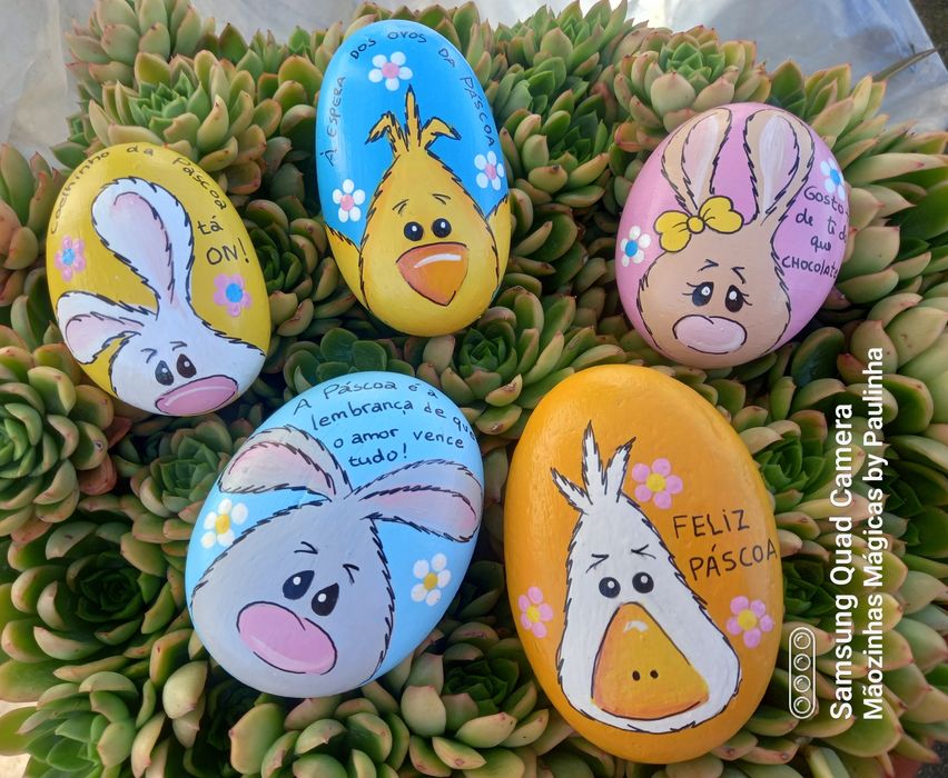 Pedras pintadas à mão