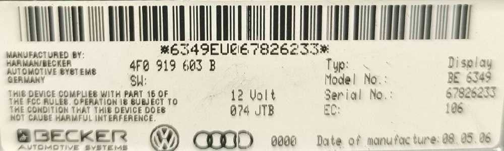 Display / Ecrã de Informações 4F0919603B - AUDI Q7