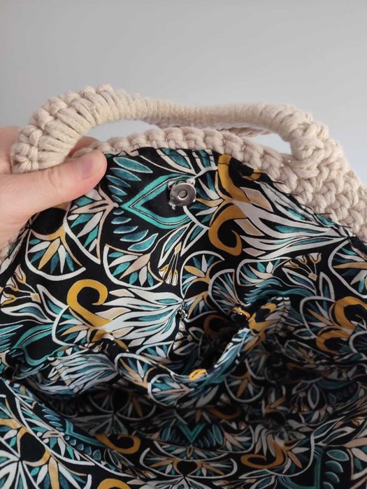 Szydełkowa torebka koszyk ręcznie robiona handmade na plażę