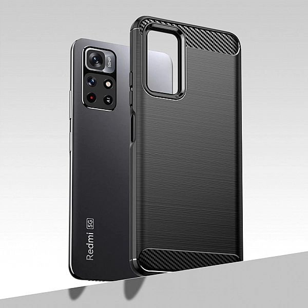 Carbon Case elastyczne etui pokrowiec Poco M4 Pro 5G czarny