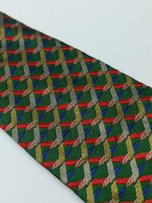 Missoni zielony jedwabny krawat w kratkę mis10