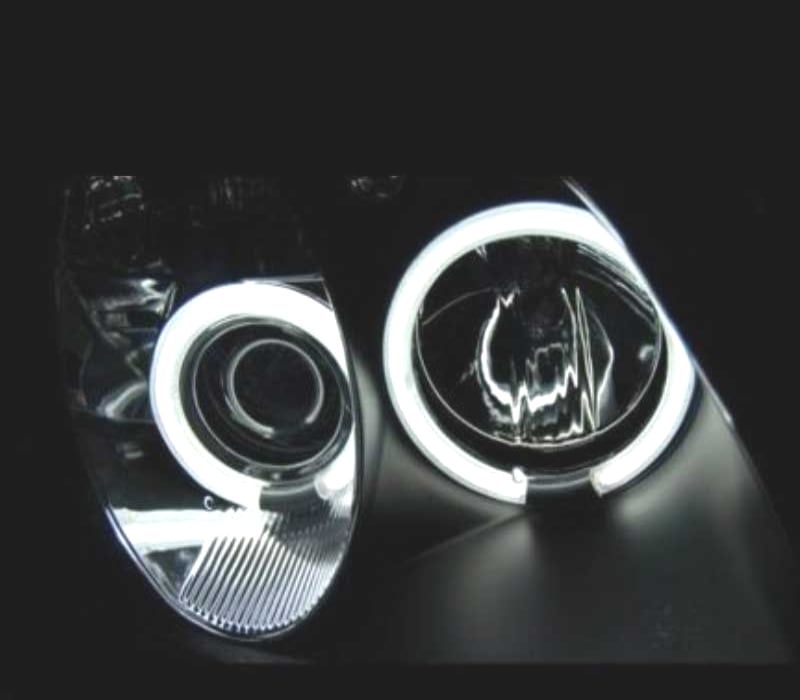 FARÓIS MERCEDES CLASSE SLK R170 96-04 ANGEL EYES CCFL FUNDO NEGRO