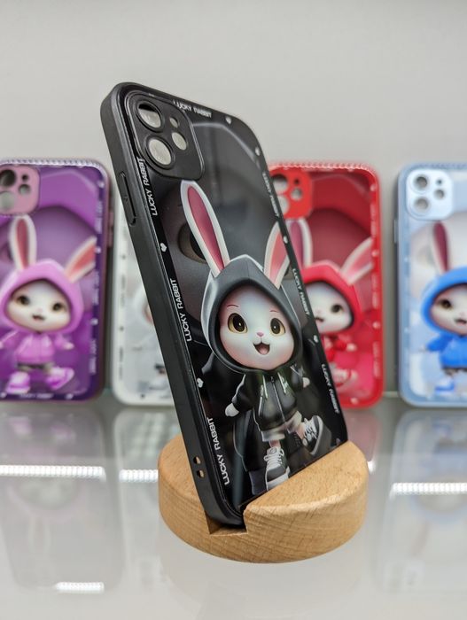 Скляний чохол Зайка Apple iPhone 11 Чехол стеклянный  с защитой камеры