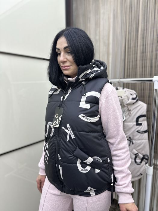 Жіноча жилетка | принтована жилетка | жилетка з капюшоном