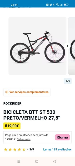 BICICLETA BTT ST 530 PRETO/VERMELHO 27,5"
519,00€