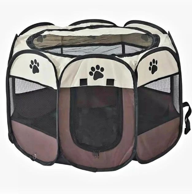 Манеж лежак для собак бежево-коричневий — 73х73х43 см. Pet Joy