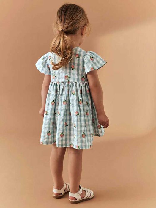 Сукня Next у клітинку з персиками, 12-18 міс, 86 см