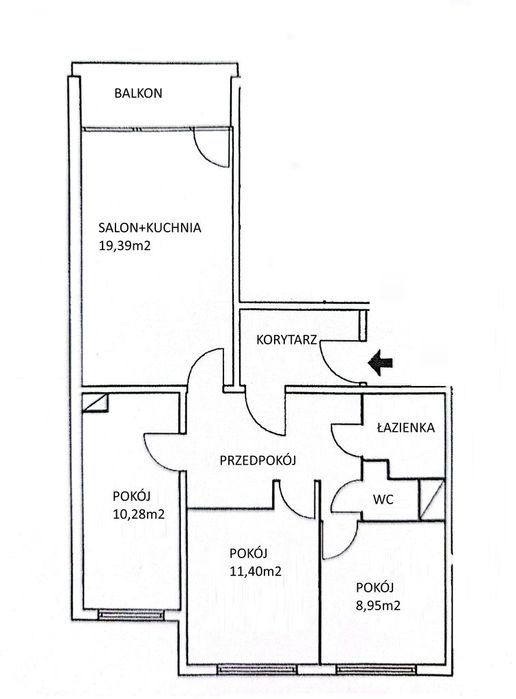 66,65 m² | 4 pok | Nowy Dwór | po remoncie | klimatyzacja | bezpośre