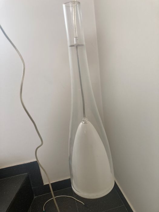 Lampa nad stół biała z przezroczystym kloszem